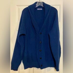 Paul Jones Button Up Sweater Size Large Navy Roll Style Collar 5 Button